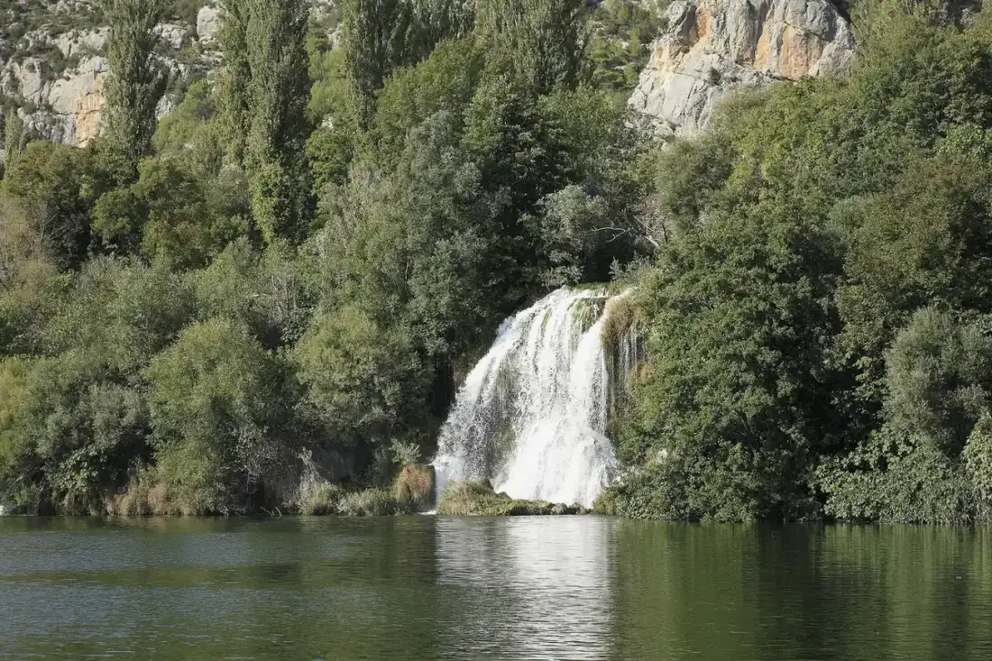 Roski slap waterfall, the second travertine barrier upstream in Krka National Park, Croatia
